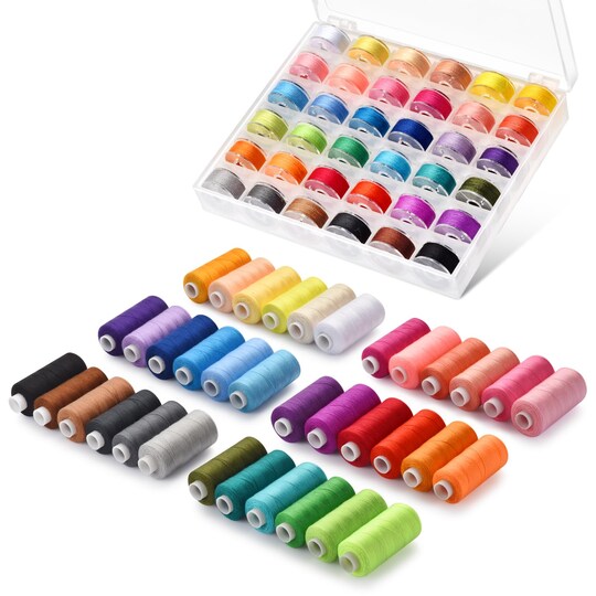 Eoehro; 72pcs Sewing Thread kit, 36 Colors Sewing Machine Threads, Prewound Bobbins Sewing Threads Kit, Sewing Machine Thread Assortment, 400 Yards per Spools Polyester Thread; Category:Thread & Bobbins; Image:1